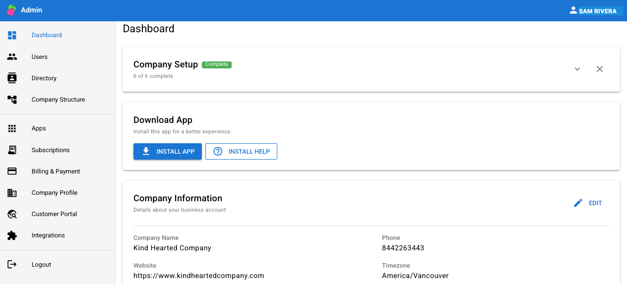 Company setup and shared structure live in one place