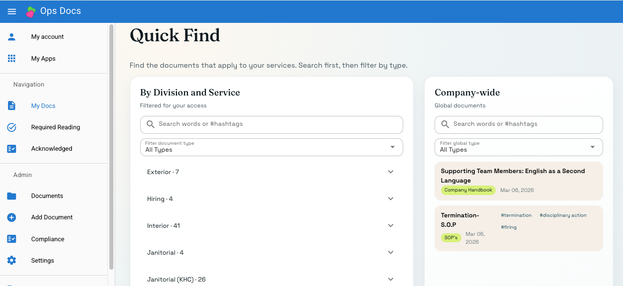 Staff can find the right document without asking management again