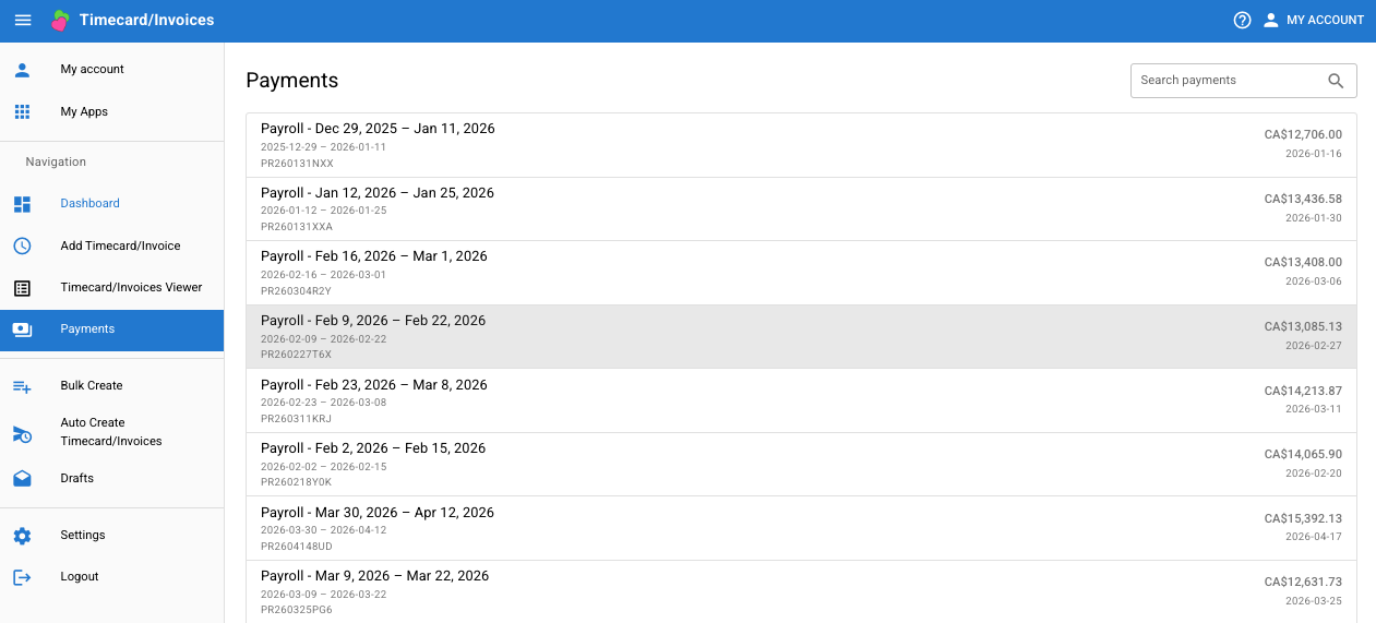 Pay periods and payout batches stay visible